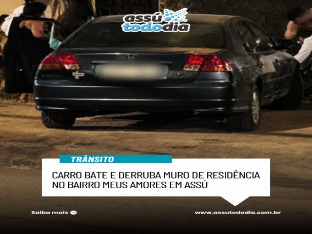 Carro bate e derruba muro de resid�ncia no bairro Meus Amores