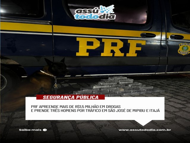 PRF apreende mais de R$1,5 milh�o em drogas e prende tr�s homens por tr�fico no RN