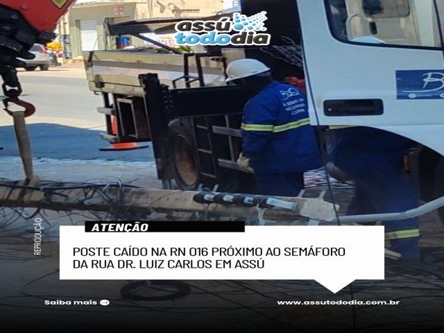 Caminh�o derruba poste e deixa 15 unidades consumidoras sem energia el�trica em Ass�