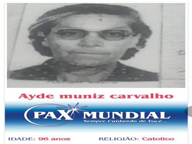 MORREU AOS 96 ANOS DE IDADE DONA IYDE MUNUZ  CARVALHO  EM ITAPURANGA