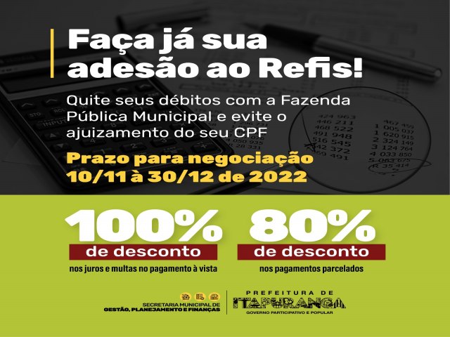 Prefeitura lana programa de refinanciamento de dvidas com descontos de at 100% em juros e multas