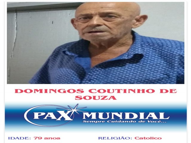 MORREU AOS 70 ANOS O SENHOR  DOMINGOS COUTINHO DE SOUZA  EM ITAPURANGA 