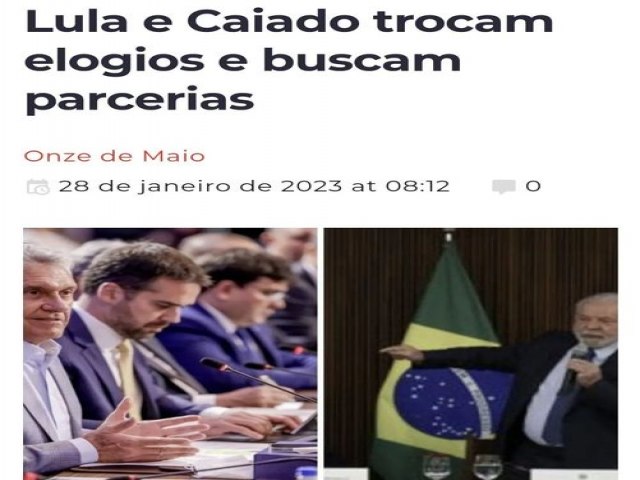 LULA E CAIADO TROCAM ELOGIOS EM DEFESA DE INTERESSES DO BRASIL