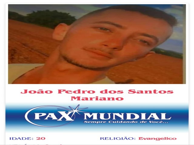 MORREU  AOS 20 ANOS  O JOVEM  JOO PEDRO DOS SANTOS  MARIANO NA CIDADE  DE URUANA 