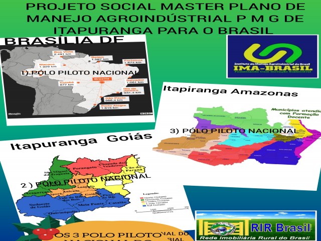 OS 3 PLOS PILOTOS NACIONAL PARA IMPLANTAO DO PROJETO SOCIAL MASTER PLANO DE MANEJO AGROINDSTRIAL P M G DE ITAPURANGA PARA O BRASIL 