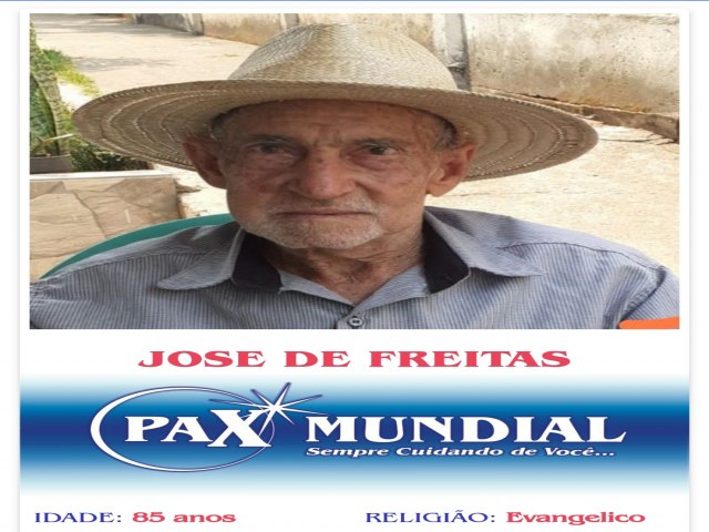 MORREU  AOS 85 O SENHOR  JOSE DE FREITAS  EM ITAPURANGA  GOIS 