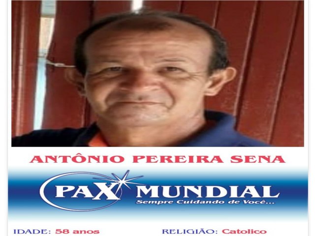 MORREU AOS 58 ANOS O SENHOR ANTONIO PEREIRA SENA EM URUANA GOIAS 