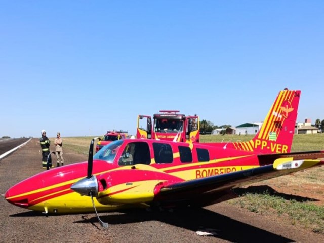 Avio dos Bombeiros sofre pane durante pouso em Rio Verde