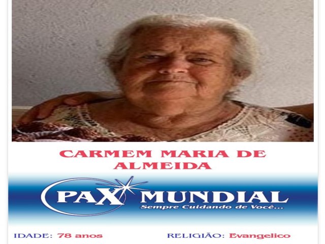 MORREU AOS 78 ANOS A SENHORA CARMEM MARIA DE ALMEIDA EM HEITORAI  GOIAS 