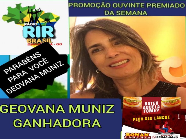 GEOVANA MUNIZ FOI A GANHADORA DA PROMOCAO OUVINTE PREMIADO DA SEMANA DA RADIO RIR BRASIL E RONAN LANCHE EM ITPURANGA