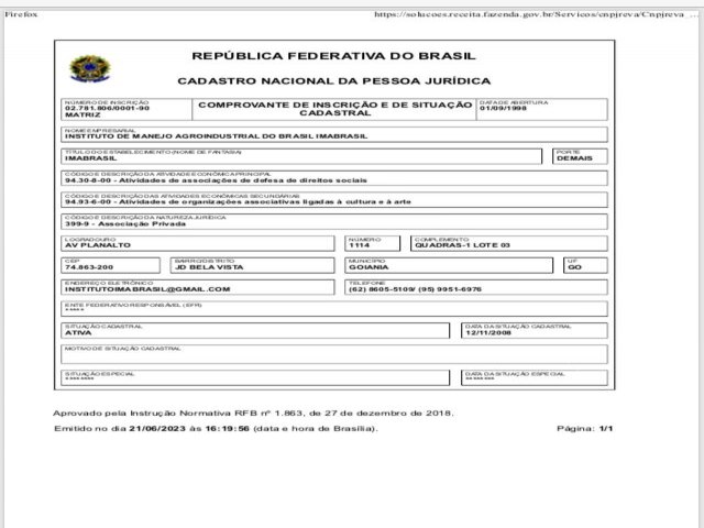 INSTITUTO DE MANEJO AGROINDSTRIAL DO BRASIL-IMA BRASIL 