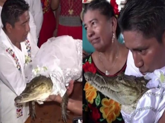 Prefeito se casa com crocodilo em cerimnia no Mxico; vdeo