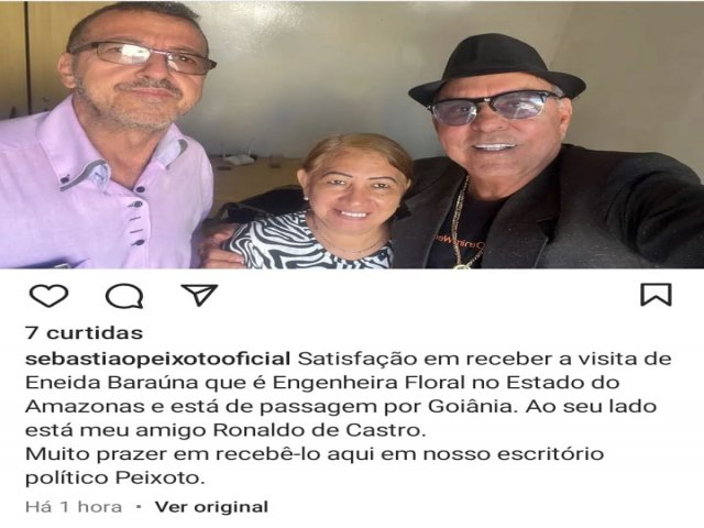 SEBASTIAO PEIXOTO RECEBEU HOJE EM SEU ESCRITORIO DE GOIANIA, O RONALDO DE CASTRO E A ENGENHEIRA FLORESTAL ENEIDA BARAUNA PARA O BOM ANDAMENTOS DAS PARCERIA PUBLICA E PRIVADA DO GRUPO RIR BRASIL E INSTITUTO IMA BRASIL  EM GOAINIA 