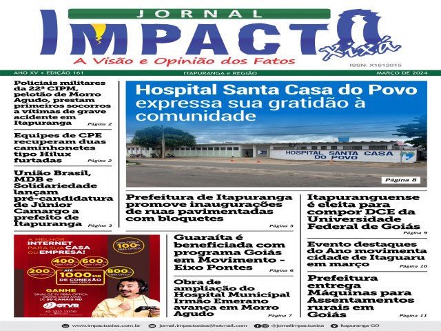 JORNAL IMPACTO DO MES  COM AS NOTICIAS DE ITAPURANGA - ESTADADO BRASIL E DO MUNDO 