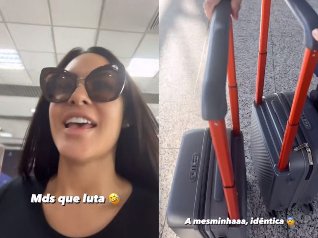 Isabelle Nogueira pega mala errada em aeroporto e passa por perrengue