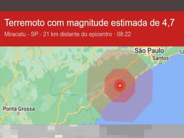 Terremoto com magnitude 4,7 atinge o Estado de So Paulo