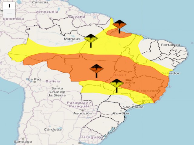 Alerta de tempestades para 15 estados e o Distrito Federal