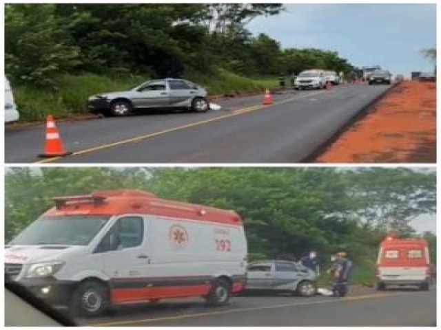 Marinpolis / Carro bate contra caminho na Rodovia Euphly Jalles na manh desta quarta-feira (7)