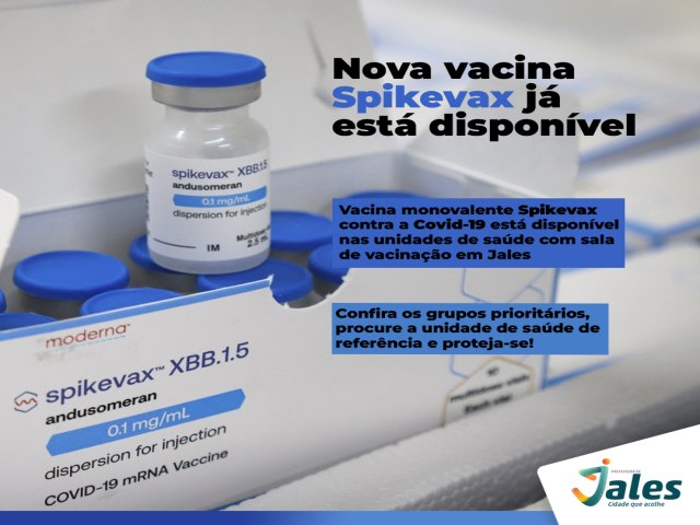 Jales comea aplicar vacina Spikevax contra nova variante da Covid-19