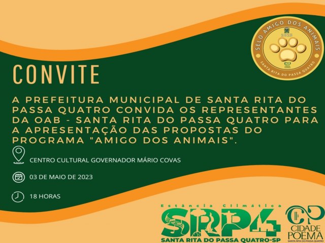 Prefeito Marcelo Simo convida toda a sociedade civil para acompanhar a apresentao do Projeto Amigos dos Animais
