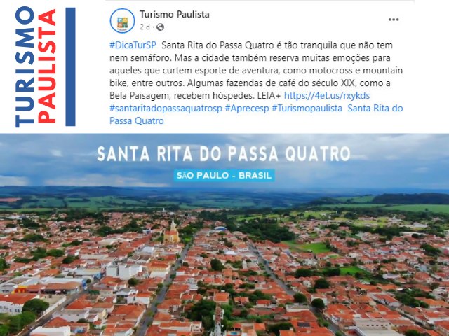 Santa Rita do Passa Quatro  destaque em pgina de turismo estadual