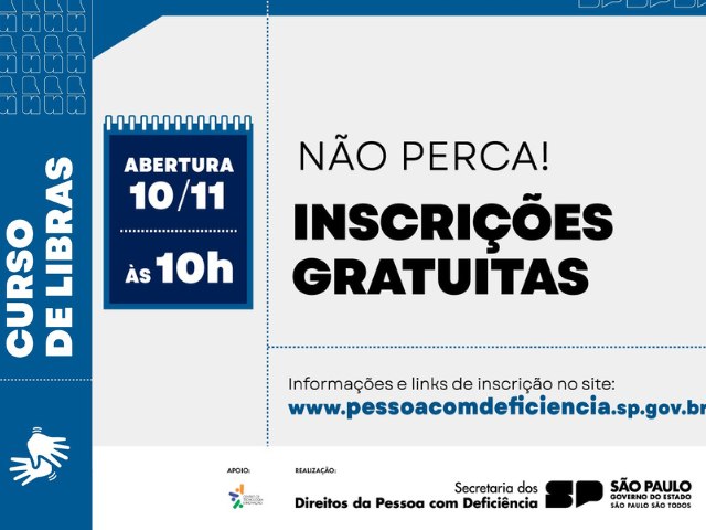 Secretaria dos Direitos da Pessoa com Deficincia abre inscries para curso online de Libras em 10 de novembro 