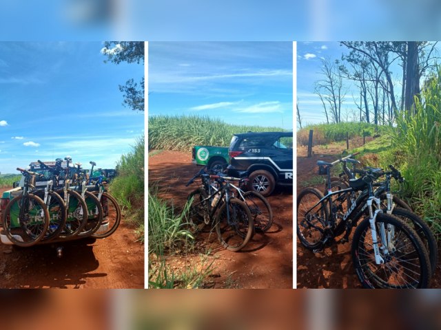 GCM recupera nove bicicletas de ciclistas que foram amarrados em rea rural de Ribeiro