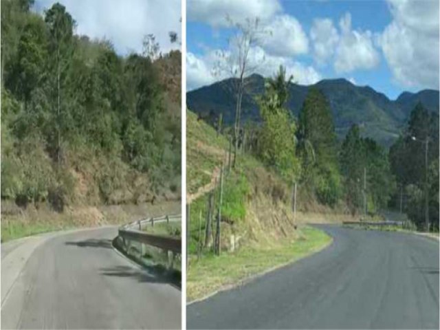 Recuperao da SC-390 no p da Serra do Rio do Rastro avana no Sul