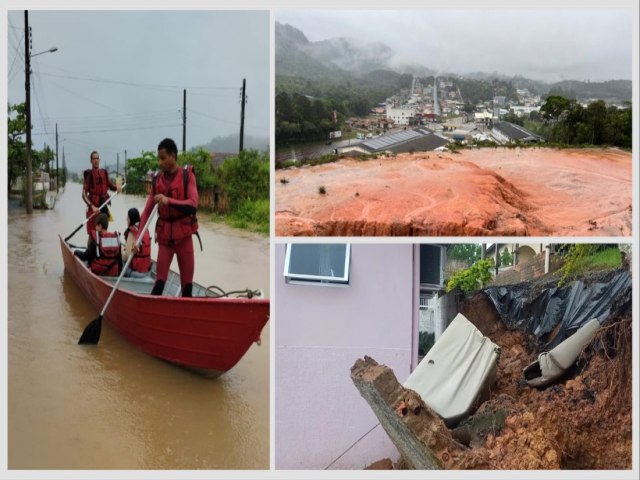 Sobe para 46 o nmero de municpios com ocorrncias devido s chuvas em Santa Catarina