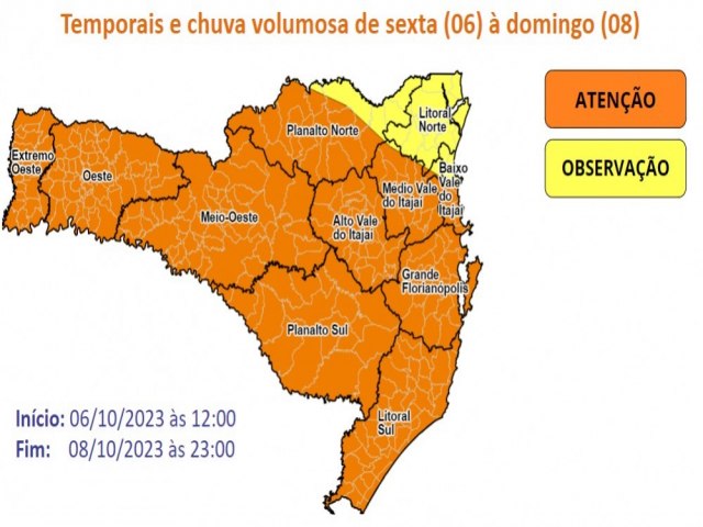 Acumulado de chuva entre sexta e domingo pode chegar a 200 milmetros, alerta Defesa Civil