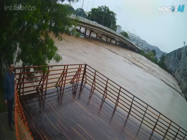 Cmera mostra ao vivo o nvel do rio Tubaro na rea central