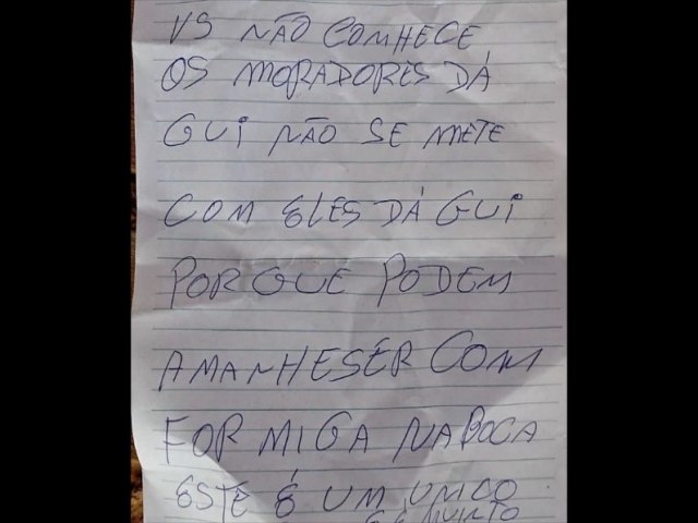 Bilhete ameaando agricultoras acende alerta em Anitpolis SC: vo amanhecer com formiga na boca