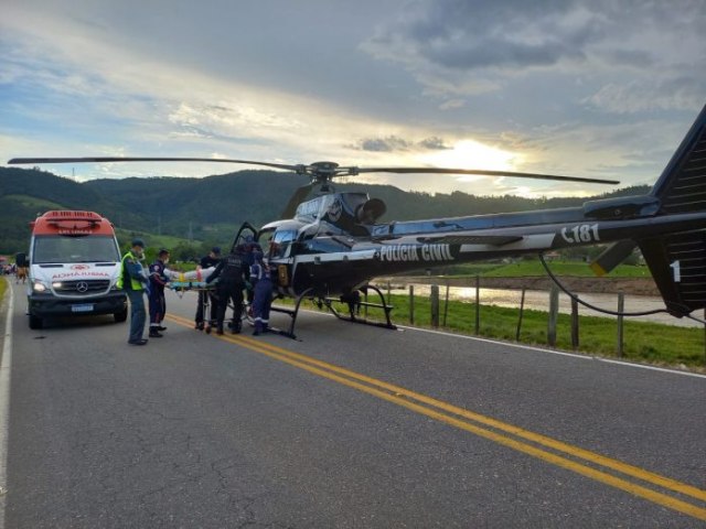 Motociclista fica gravemente ferido em acidente em Pedras Grandes