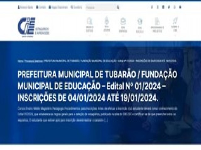 Prefeitura de Tubaro lana edital de processo pblico para seleo de estagirios