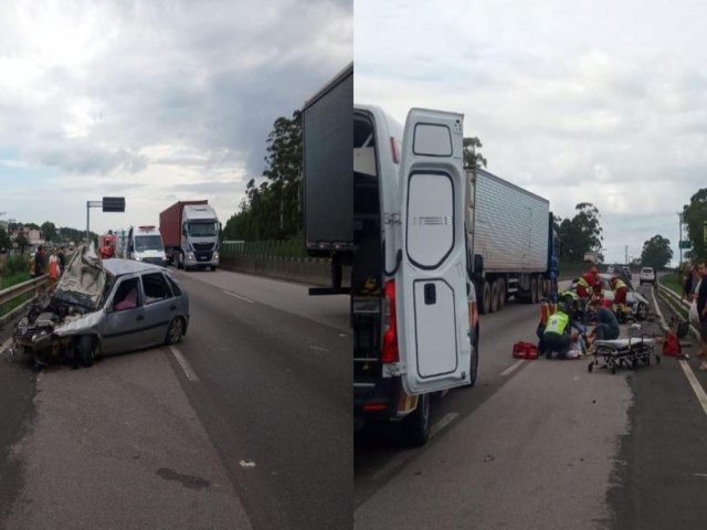 Capotamento na BR-101 em Laguna deixa dois feridos neste sbado (20)