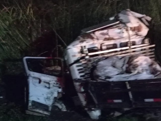 Caminhoneiro fica preso s ferragens aps coliso na BR-101 em Sombrio