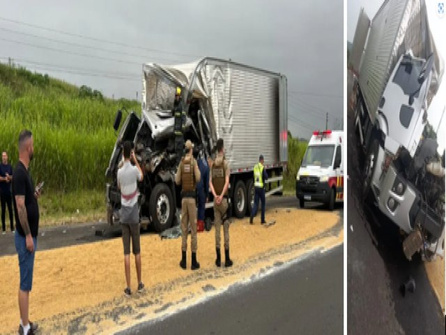 Acidente grave deixa motorista ferido e trnsito bloqueado na BR-101