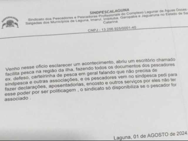 Presidente do SindipescaLaguna Denuncia rgo criado pela prefeitura para enganar os pescadores