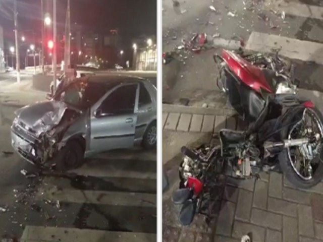 Coliso entre carro e motos no Centro de Tubaro deixa trs feridos