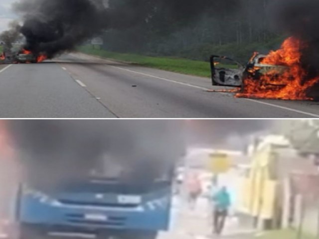 Criminosos armados rendem motoristas e incendeiam carros na BR-101 em Tijucas