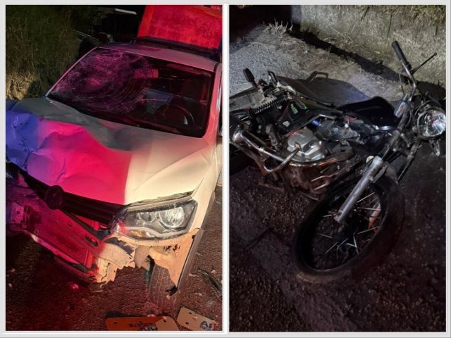 Acidente entre carro e moto deixa dois feridos na SC-441