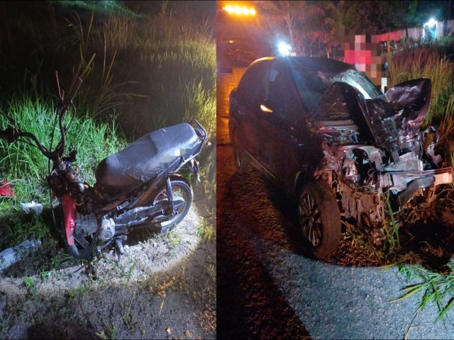 Morre um casal e uma criana em um acidente entre um carro e uma motocicleta