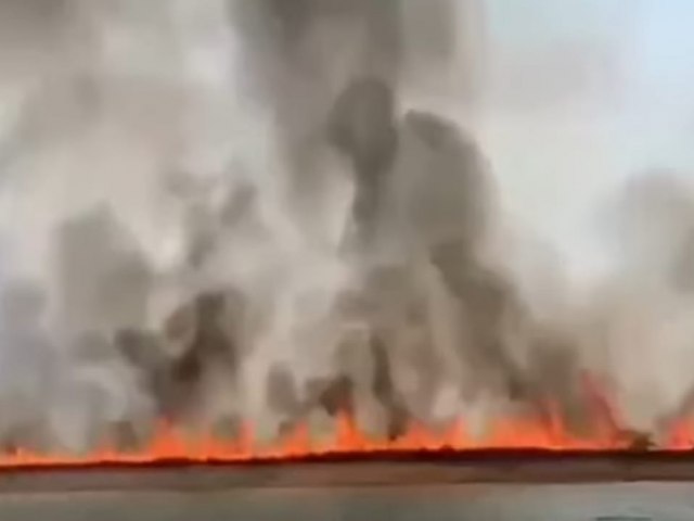 'Paredo de fogo'  filmado por brigadista em terras indgenas em Mato Grosso