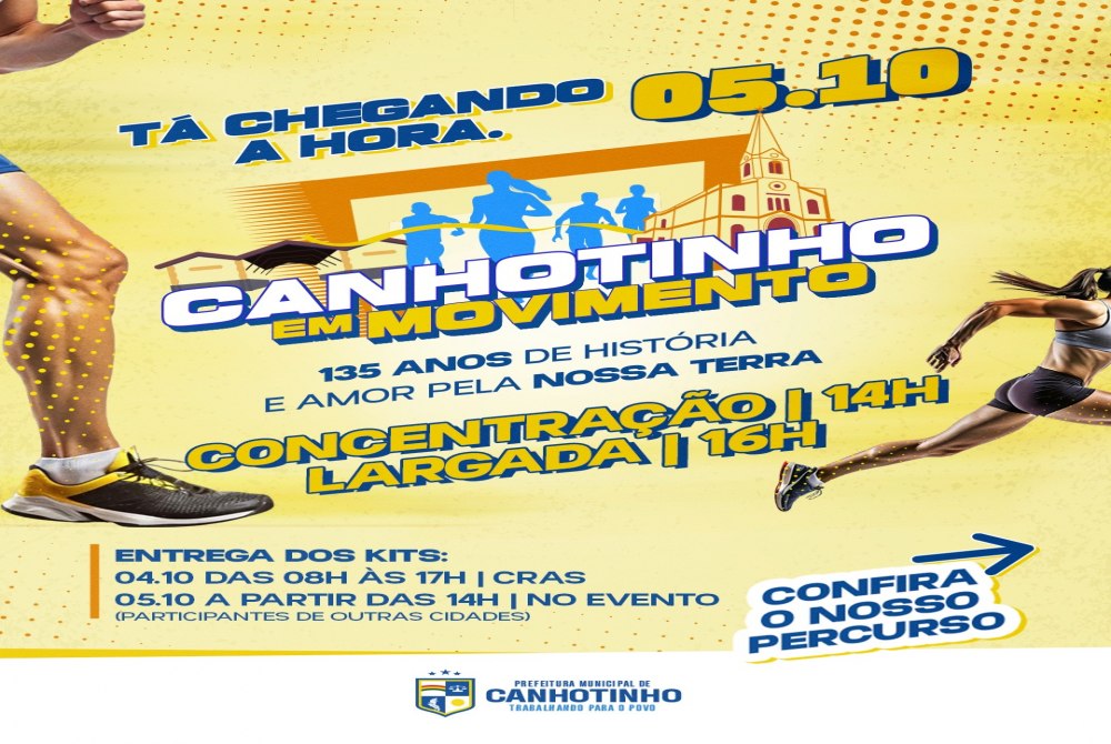 Canhotinho em Movimento celebra 135 anos da cidade com corrida e programação especial Canhotinho em Movimento celebra 135 anos da cidade com corrida e programação especial